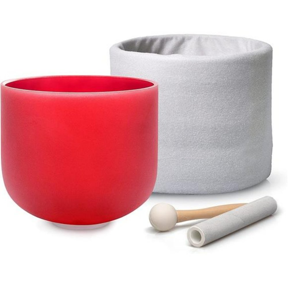 ALIOTH Red C Note Crystal Singing Bowl Root Chakra 7" with Singing Bowl Mallet